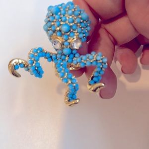 Vintage octopus blue ring adjustable